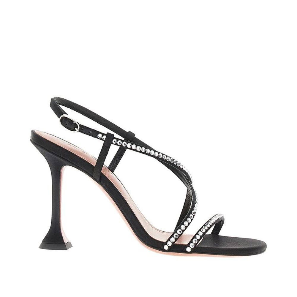 Amina Muaddi Women Satin 'Sally' Sandals With Crystals